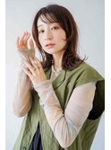 くびレイヤーエモージュ前髪モテベージュレイヤーミディ【立川】