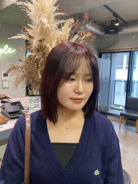 スタイル スマート サロン(STYLE smart salon) 【yua/藤沢】ワインレッド/ボルドーカラー/切りっぱなしボブ