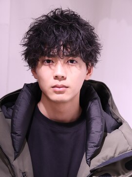 ネイビー(NAVY) 束感波巻きパーマ レイヤーマッシュ