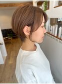 大人可愛い20代30代40代前下がりショートボブ丸みショート◎