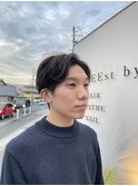 大人ビジネスマンヘア×オリーブカラー