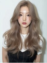 プライズ 所沢プロぺ通り店(prize)&nbsp;アッシュベージュハイトーンブリーチカラーセンター分け韓国所沢