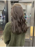 ブリーチなしカラー×透明感グレージュロング