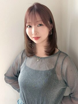 アンニュ(annuy) ミディアムレイヤー 顔周りレイヤー 20代 ピンクブラウン