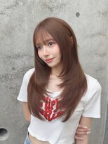ロムーク 表参道(LOMKH)&nbsp;小顔ロングレイヤーカット顔周り夏ハッシュカット透明感カラー
