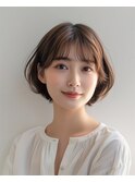レイヤーショートボブ白髪染めハイライト小顔外ハネスタイル