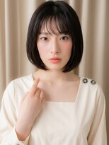 カバーヘア ブリス 戸田公園西口店(COVER HAIR bliss)&nbsp;小顔シースルーバング黒髪艶感ストレート前下がりボブ30代40代W