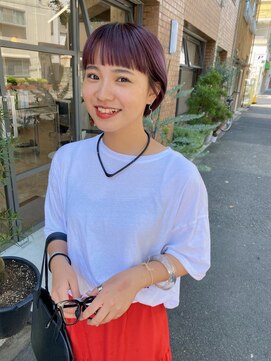 ユー(yew) パープルカラー/カシスカラー/ワイドバング/ショートボブ