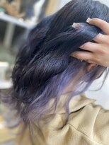 ラビス クローバー(Lovis clover)&nbsp;ブルーブラック＆ラベンダーインナー/ダブルカラー/エクステ