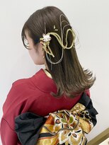卒業式 成人式 振袖 袴 着付け ヘアセット 金箔 水引 外ハネ