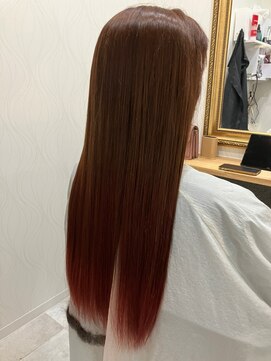 ヘアーカルチャー おゆみ野店(HAIR CULTURE) ロングストレートオレンジブラウンカラー大人可愛い