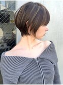 ショートボブ髪型20代30代前髪あり前髪なし面長丸顔【荒牧】