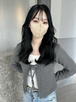 アース 甲府昭和店(EARTH)&nbsp;ブルーブラック_シースルーバング_韓国風