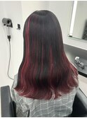 落とせる黒/ブロンドに落ちるワインレッド/インナーカラー