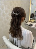 お呼ばれパーティーヘアセットハーフアップ
