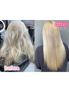 97%トリートメント成分の新感覚<ダメージレスストレート>ブリーチ毛でも柔らか&艶やかな仕上がりに【渋谷】