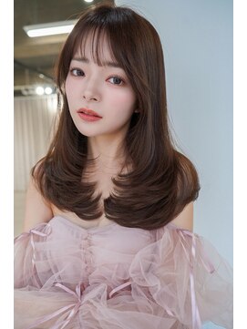 アンジェリカ 立町店(ANGELICA) ANGELICA くすみベージュ レイヤーカット シースルーバング