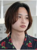 メンズセンターパート七三分けパートニュアンスパーマ刈り上げ