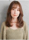 ★大人可愛い20代30代40代韓国風薄めバンク前髪くびレイヤー