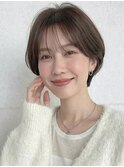 オリーブグレージュ小顔ひし形ショートマッシュA13上尾30代40代
