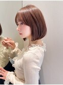 ショートボブ/ダークパープル/シースルー/30代40代50代