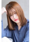 mowen×鎖骨ミディアム×オレンジベージュ×韓国風ヨシンモリ