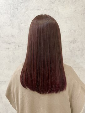 ユイテ 新河岸店(yuite) 扱いやすさ◎セミロングヘア×グラデーション【レッド&ピンク】