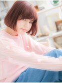 個性的チェリーブラウンシンプル前下がりボブc5越谷10代20代30代