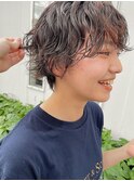 マッシュショートパーマ オレンジブラウン
