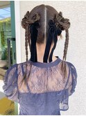 三つ編みアレンジ