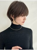 前髪あり耳掛け丸みくびれ大人ショートボブ20代30代40代50代＊