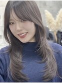 レイヤーカットミルクティーベージュケアブリーチダブルカラー