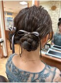 大人のリボンヘアアレンジ 結婚式 二次会 お呼ばれ イベント