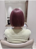 ミニボブ×深みバイオレットレッドカラー10代20代30代