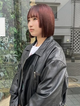 マグサロンギャラリー(Mag salon gallery) ブリーチなしダブルカラーアプリコットオレンジレッドピンク韓国