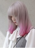 ピンクカラー　ホワイトブロンドカラー/裾カラー/デザインカラー