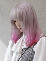 プネル(punel)&nbsp;ピンクカラー　ホワイトブロンドカラー/裾カラー/デザインカラー