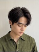 センターパート　ニュアンスパーマ