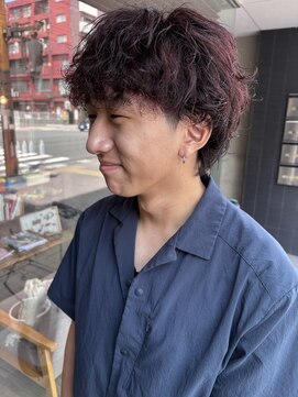 ファム ヘアーデザイン(fam hair design) 波巻きパーマボルドー添え