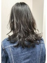 クアトログランシュ 水戸店(QUATRO×GranCieux) 暗髪ブルージュ セミロング★QUATRO★