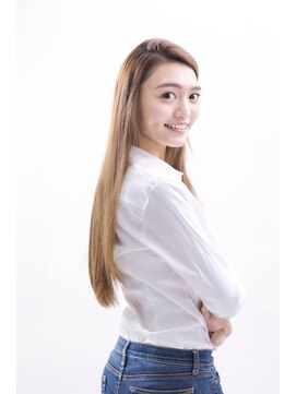 ヘアーアンドメイク エイダ(hair&make eida) 髪質改善うるツヤ大人ストレートロングカーキグレージュ