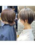 絶壁解消×グレージュ×ひし形ショートボブ【中村】★