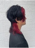 メンズウルフ×レッドカラー