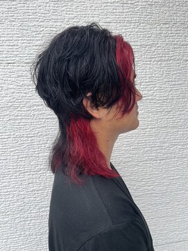 アーキヘアーカリス(archi hair charis) メンズウルフ×レッドカラー