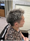 ほぼ金髪アッシュカラーくすんだ金髪メンズカラーメッシュカラー
