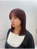 30代40代ショートボブウルフカットボブウルフ韓国ボルドー