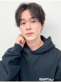 ★20代30代ツイスパ◎黒髪センターパートメンズビジネスカット