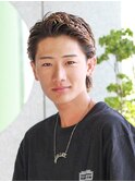 リバースパーマ　ミディアム　カジュアルオールバック