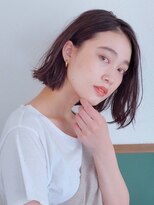 ヘアメイク アージュ 天神西通り店(HAIR MAKE age)&nbsp;切りっぱなし　外ハネミディアム　アッシュブラック