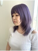 ウルフレイヤーパープル_レイヤーカット_ブルーグレージュ